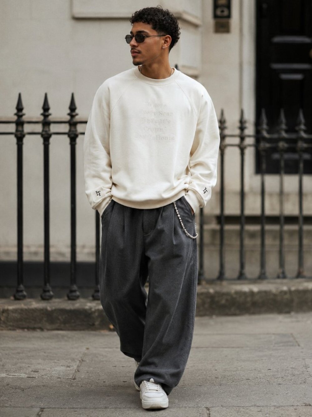 Lex Talionis All White Pullover Sweat Shirt - M